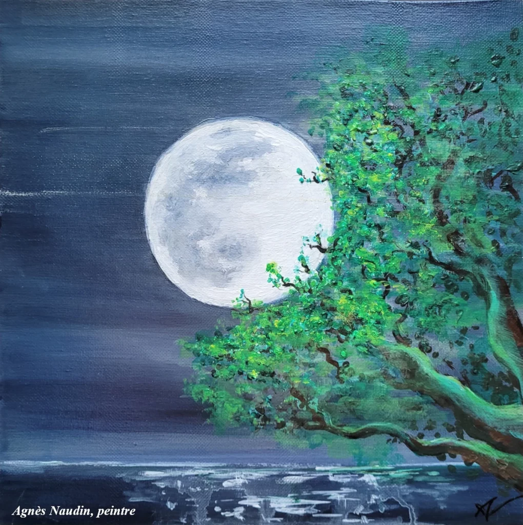 Moonshine - Peinture de Agnès Naudin - Acrylique sur toile - 30 x 30 - 2020